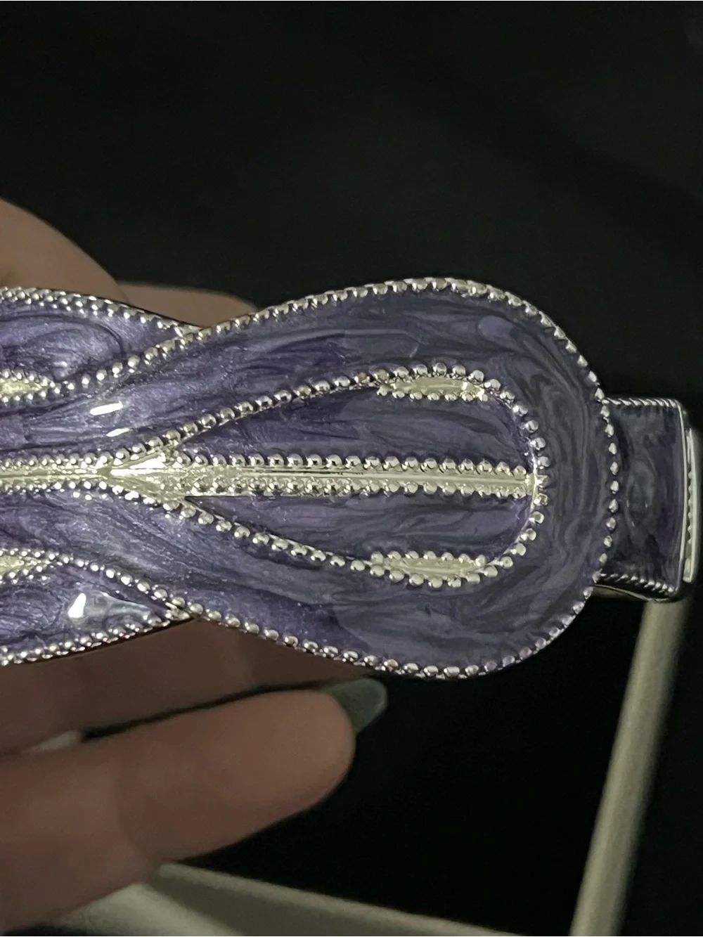 Purple Enamel Silver-Accent Women's Cuff Bracelet